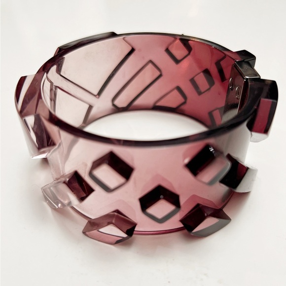 Burberry Prorsum Runway Plum Ombré Lucite Oversize Check Bracelet - Picture 2 of 8